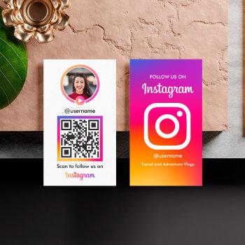 Small Instagram Influencer Vlogger Photo With Qr Code Business Card Front View