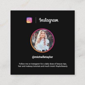 instagram photo trendy social media modern black calling card