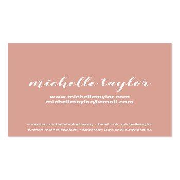 Small Instagram Photo Trendy Social Media Modern Pink Calling Card Back View