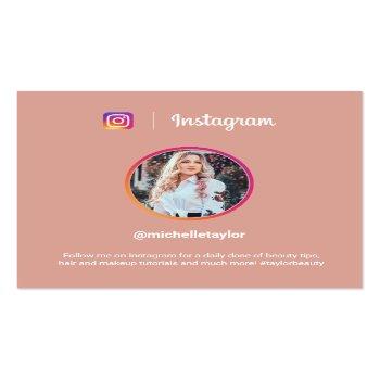 Small Instagram Photo Trendy Social Media Modern Pink Calling Card Front View