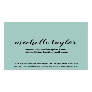 Small Instagram Photo Trendy Social Media Modern Teal Calling Card Back View