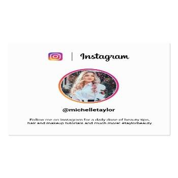 Small Instagram Photo Trendy Social Media Modern White Calling Card Front View