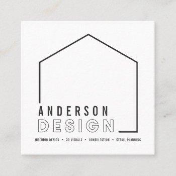 interior design graphic modern house shape square business card