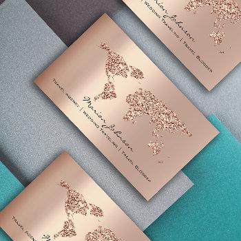investments finance wedding travel world rose gold business card