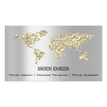 Small Investments Finance Wedding Traveling World Gold Business Card Front View