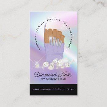 iridescent diamond nail salon nail tech artist bus business card