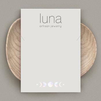 iridescent moon phase necklace display holder business card