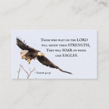 isaiah 40:31 bald eagle christian bible verse business card