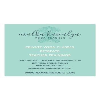 Small Ivory Henna Mandala Yoga Instructor Meditation Square Business Card Back View