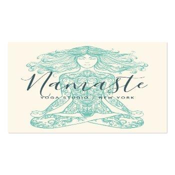Small Ivory Henna Mandala Yoga Instructor Meditation Square Business Card Front View