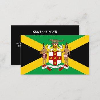 jamaican flag & coat of arms, flag of jamaica business card