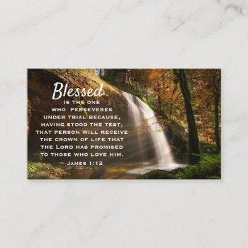 james 1:12 blessed is the one who perseveres bible business card