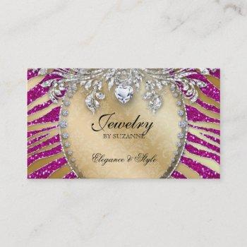 jewelry business card zebra glitter pink gold