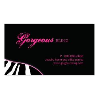 Small Jewelry Business Cards Animal Zebra Sparkle Pink Back View
