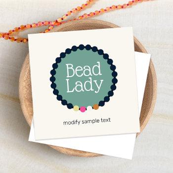 jewelry designer knotted beads bracelet logo square business card