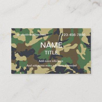 jungle camouflage business card