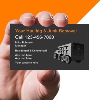 junk hauling and removal services business card