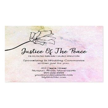 Small *~* Justice Of The Peace Peach Flower Moon Craters Square Business Card Back View