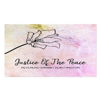 Small *~* Justice Of The Peace Peach Flower Moon Craters Square Business Card Front View
