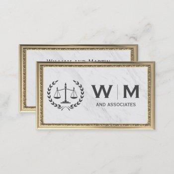 justice scales | marble | classic gold frame business card