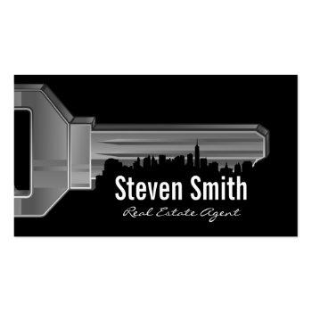 Small Key & Cityscape Business Card Front View