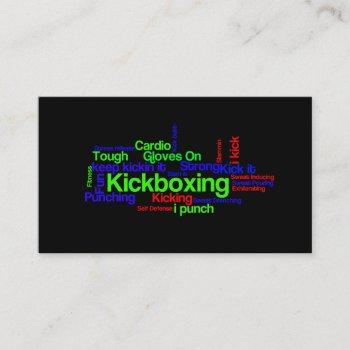 kickboxing word cloud bright on black business card