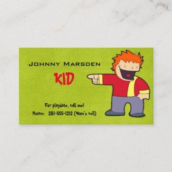 kid business card for playdate