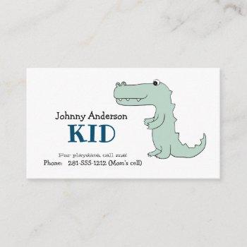 kid dinosaur business card for boy playdate