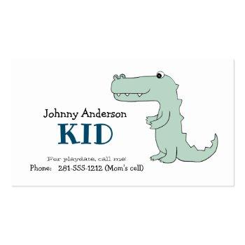 Small Kid Dinosaur Business Card For Boy Playdate Front View