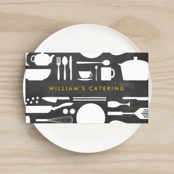 kitchen collage on chalkboard background business card