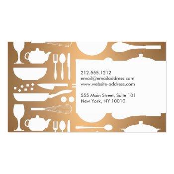 Small Kitchen Collage On Faux Copper For Chef, Catering Business Card Back View