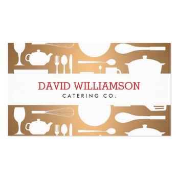 Small Kitchen Collage On Faux Copper For Chef, Catering Business Card Front View