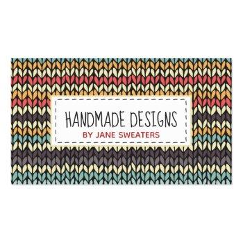 Small Knit Chevron Yarn Arts And Crafts Business Card Front View