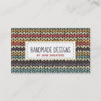 knit chevron yarn arts and crafts business card