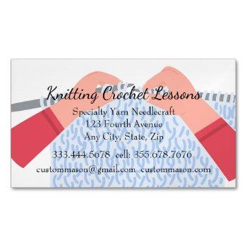knitting & crochet lessons instructor  business card magnet