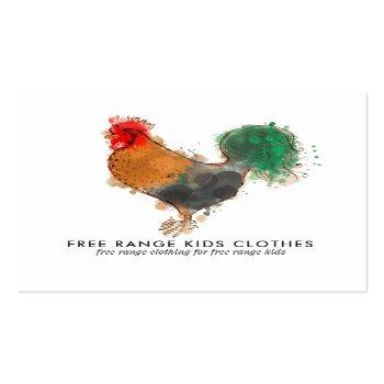 Small Kraft Business Card | Rooster Illustration Front View