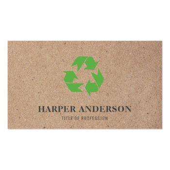 Small Kraft Modern Green Eco Recycling Professional Business Card Front View