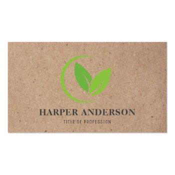 Small Kraft Modern Minimal Green Eco Professional Business Card Front View