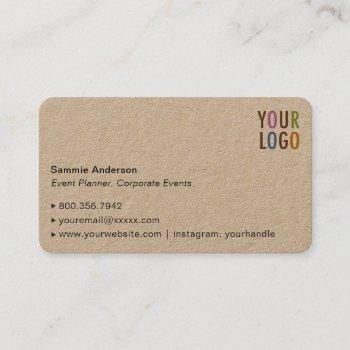 kraft rounded corner business cards with photo