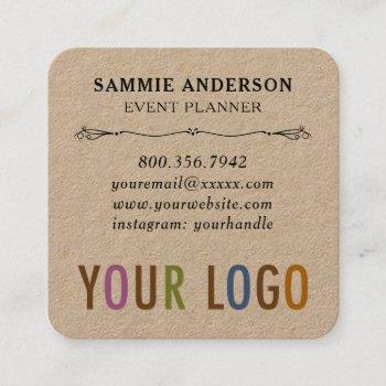 kraft square business cards with rounded corners