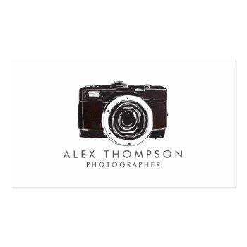 Small Kraft Vintage Camera Photographer Business Cards Front View