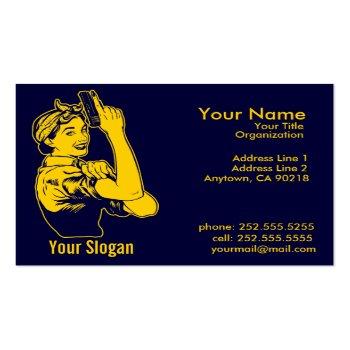 Small Lady Shooter  Business Cards Front View