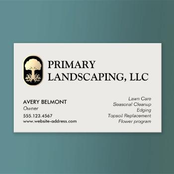 landscape and lawn care design rooted gold tree business card
