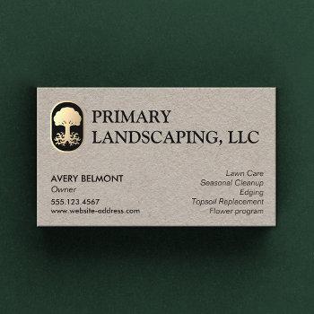 landscape and lawn care design tree with roots business card