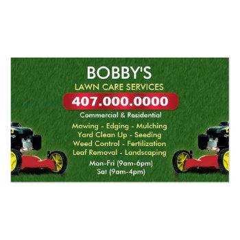 Small Landscaping Lawn Care Mower Business Card Template Back View