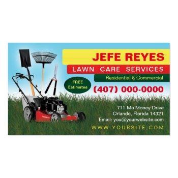 Small Landscaping Lawn Care Mower Business Card Template Front View