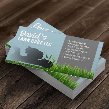 landscaping & lawn care service mint blue business card