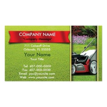 Small Landscaping Lawn Mower Lawn Care Business Card Front View