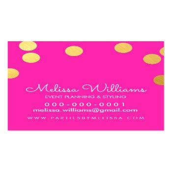 Small Large Confetti Spot Cute Luxe Faux Gold Foil Pink Square Business Card Back View