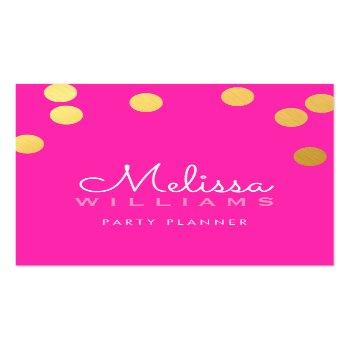 Small Large Confetti Spot Cute Luxe Faux Gold Foil Pink Square Business Card Front View